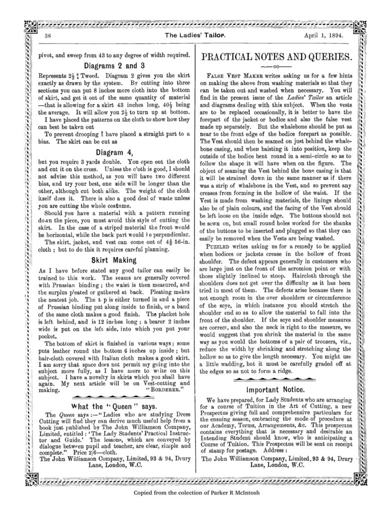 The Ladies Tailor April 1 ,1894. 10