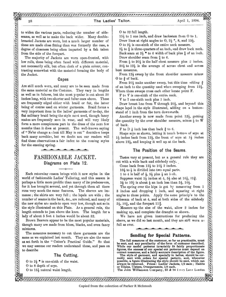 The Ladies Tailor April 1 ,1894. 6